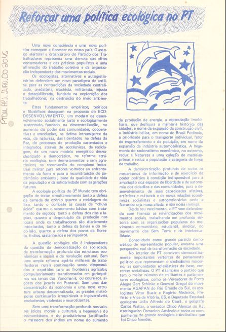 Reforçar uma política ecológica no PT