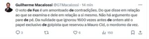 Voto infinito de Fux: reação nas redes fala em “vergonha” e “impunidade”