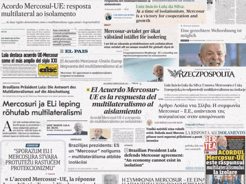 Em jornais da União Europeia e do Mercosul, Lula afirma que acordo com a UE é resposta ao protecionismo