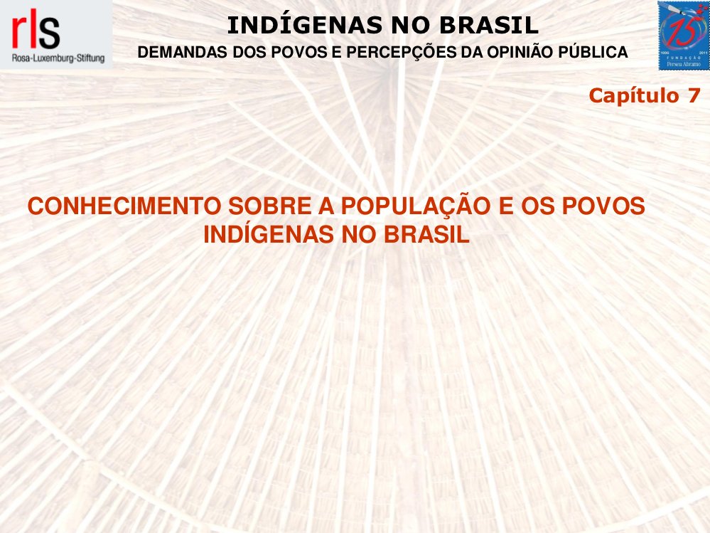 Indígenas no Brasil: Conhecimento, Demandas e Opinião Pública