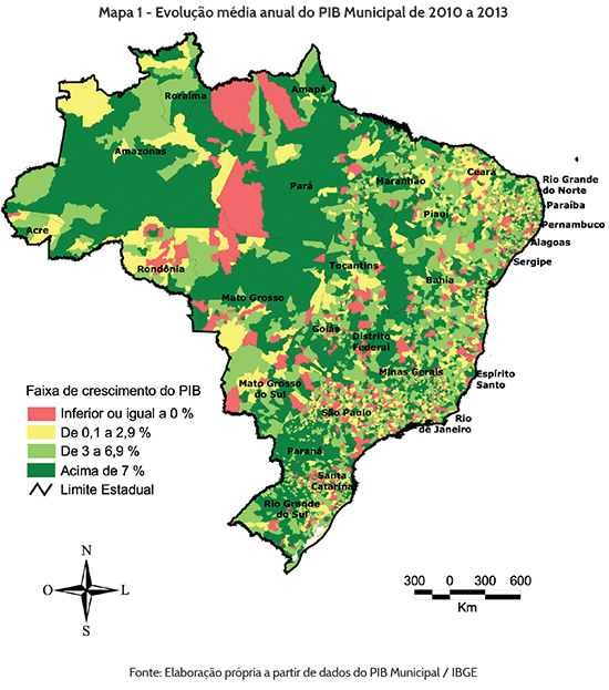 Evolução Anual PIB Municipal no Brasil (2010-2013)