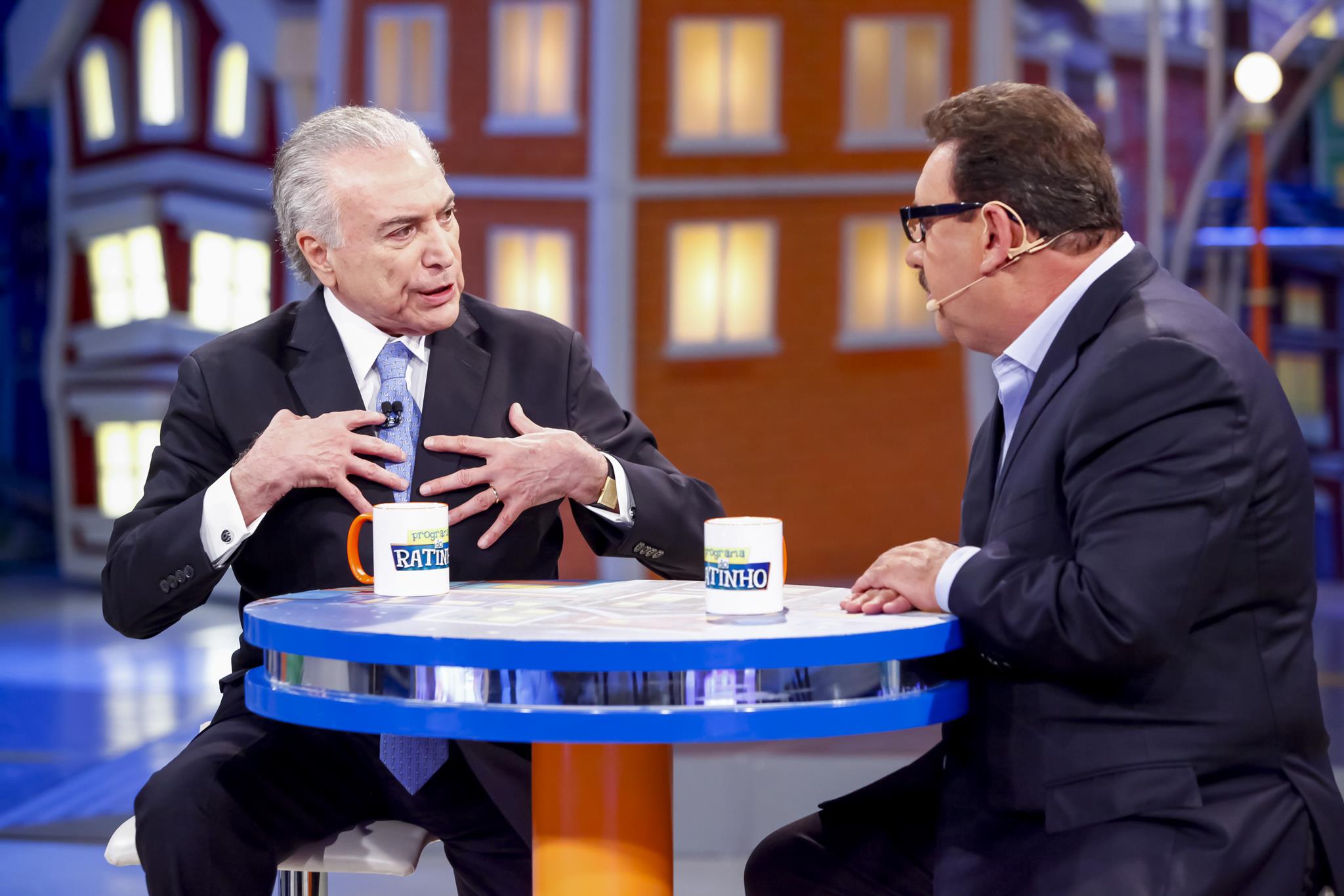 Michel Temer e Ratinho em entrevista televisiva