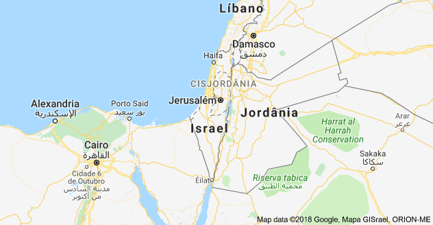 Mapa do Oriente Médio: Israel, Cisjordânia e Países Vizinhos