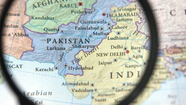 Mapa da Índia e Paquistão sob Lupa