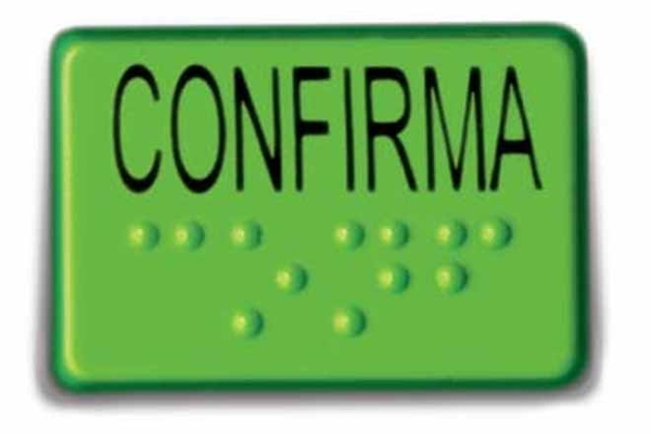 Botão Verde CONFIRMA com Braille para Acessibilidade