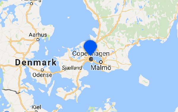 Mapa da Dinamarca e Suécia: Foco em Copenhague