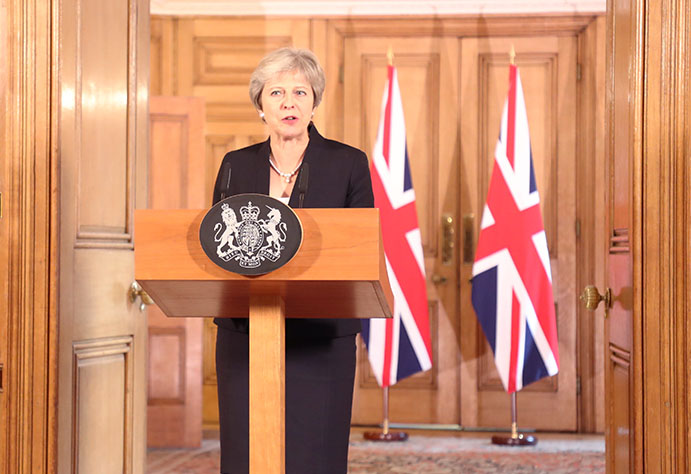 Theresa May em pronunciamento formal, Reino Unido