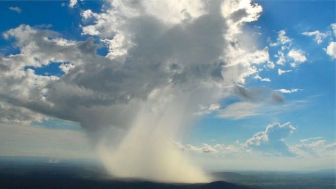 Chuva Intensa em Paisagem Aérea: Poder da Natureza