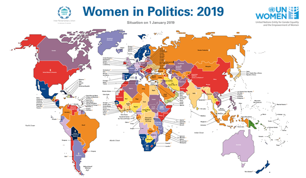 Mapa Mundial: Mulheres na Política Global em 2019