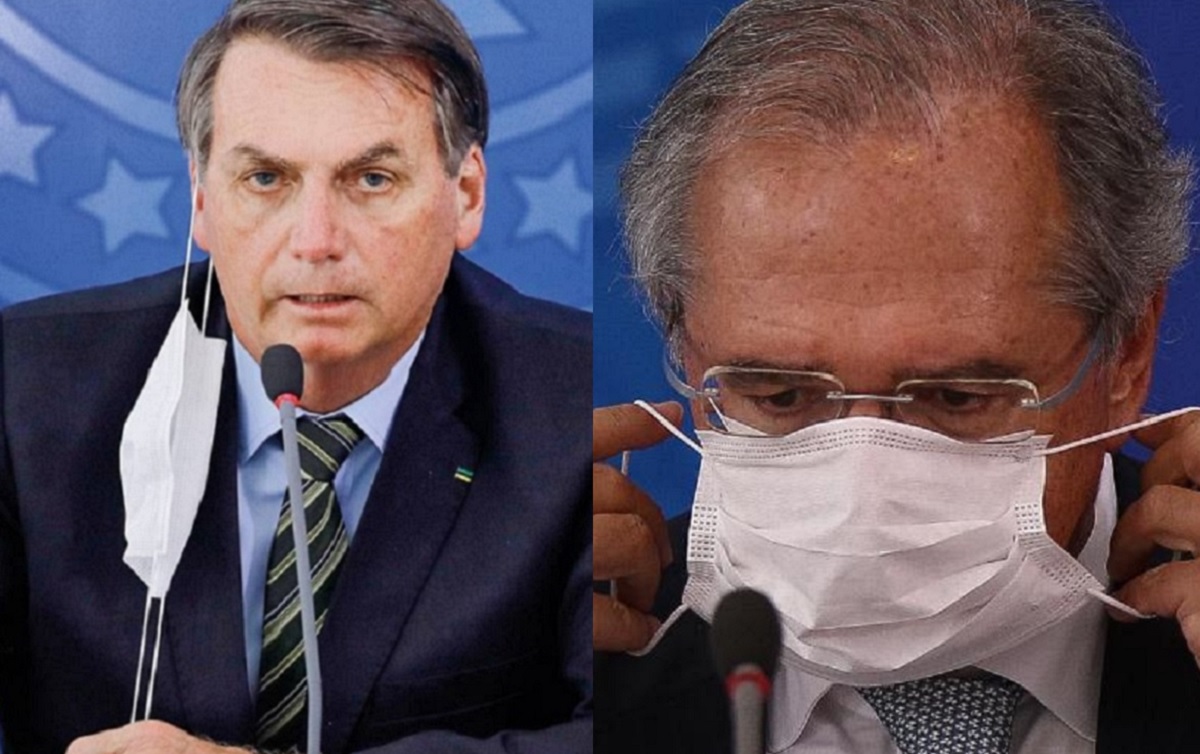 Bolsonaro e Guedes: posturas contrastantes sobre máscaras na pandemia.