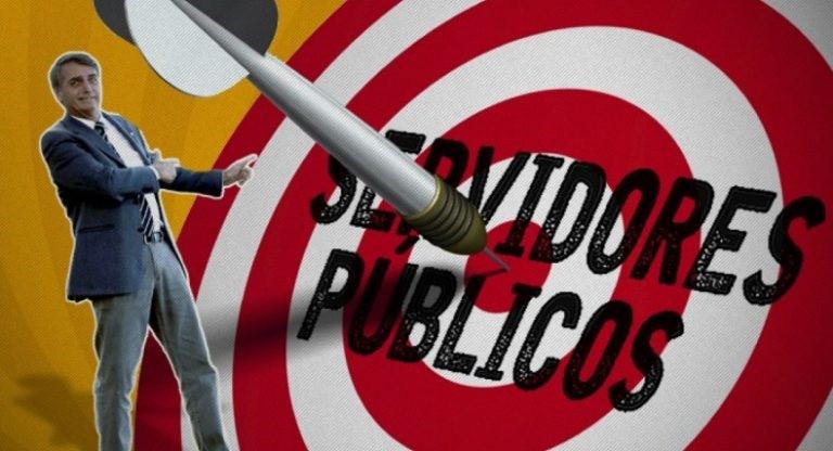 Bolsonaro mira servidores públicos em alvo de dardo