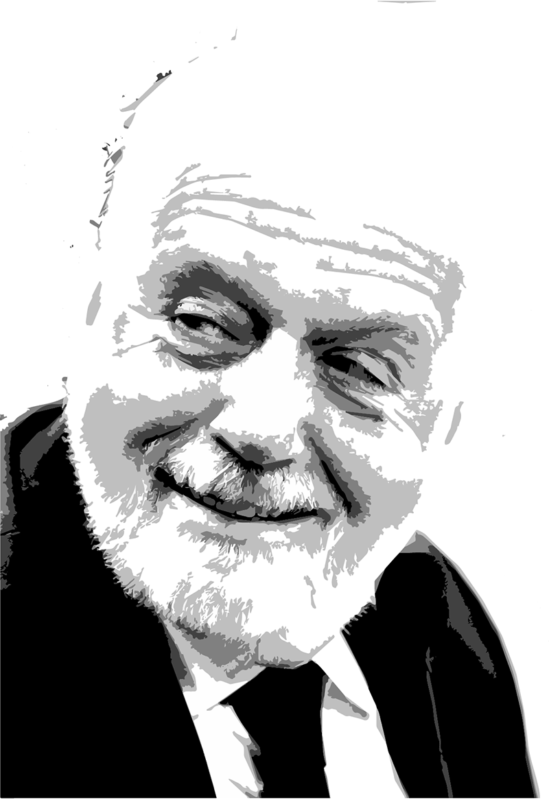 Retrato Estilizado: Homem Maduro Barbudo com Sorriso Gentil