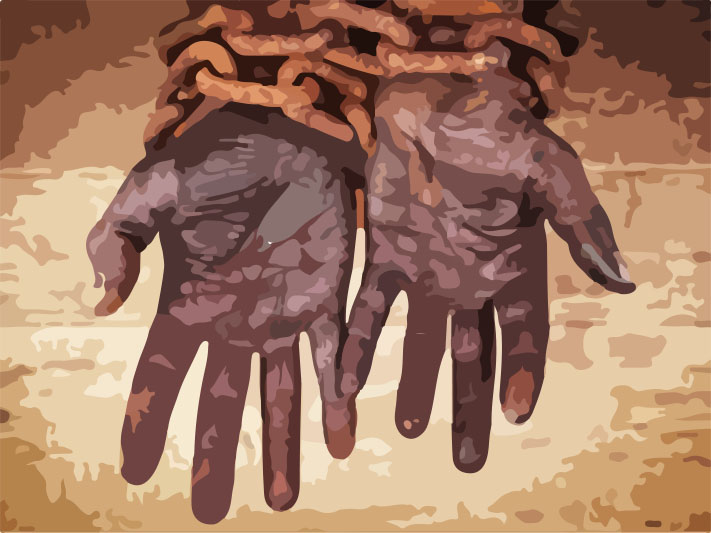 Mãos acorrentadas: Símbolo de escravidão e opressão