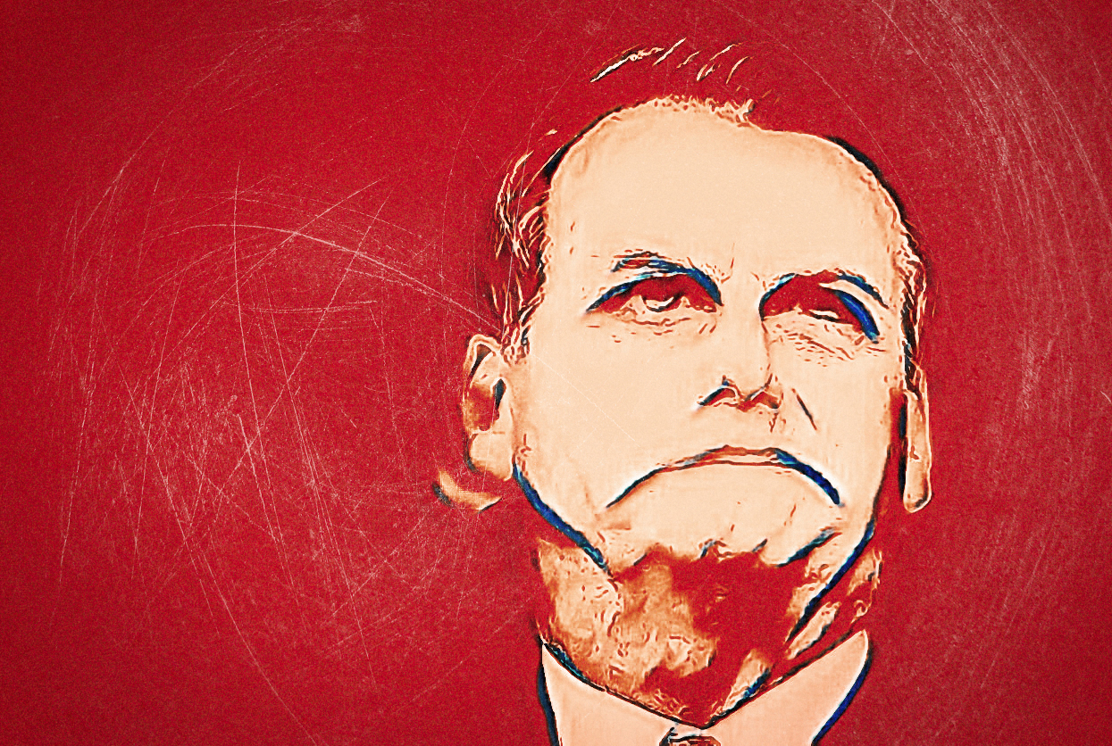 Retrato Estilizado: Figura Masculina em Fundo Vermelho e Textura