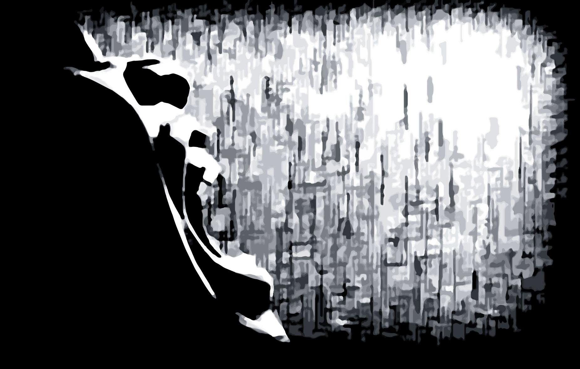 Silhueta Sombria Abstrata: Reflexão e Caos