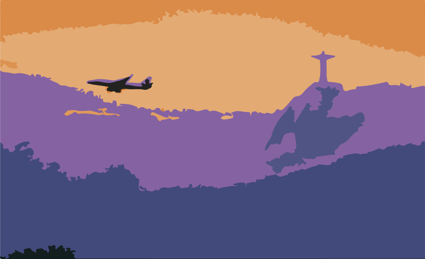 Pôr do sol no Rio: Cristo e Avião.