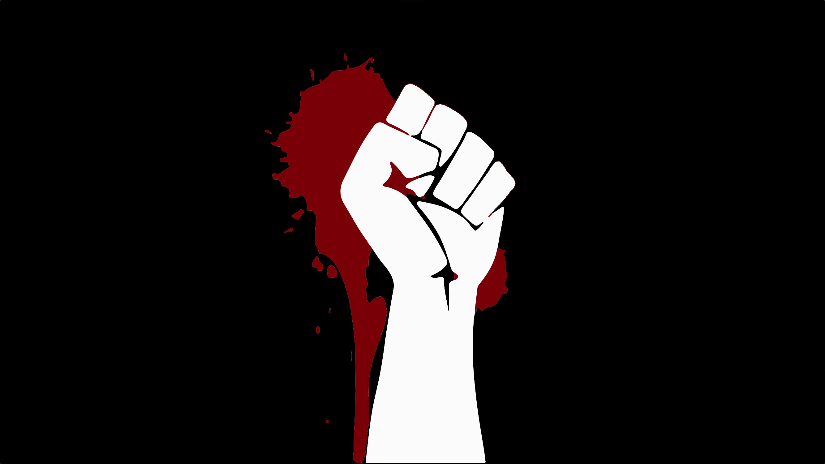 Punho Erguido em Resistência com Mancha Vermelha