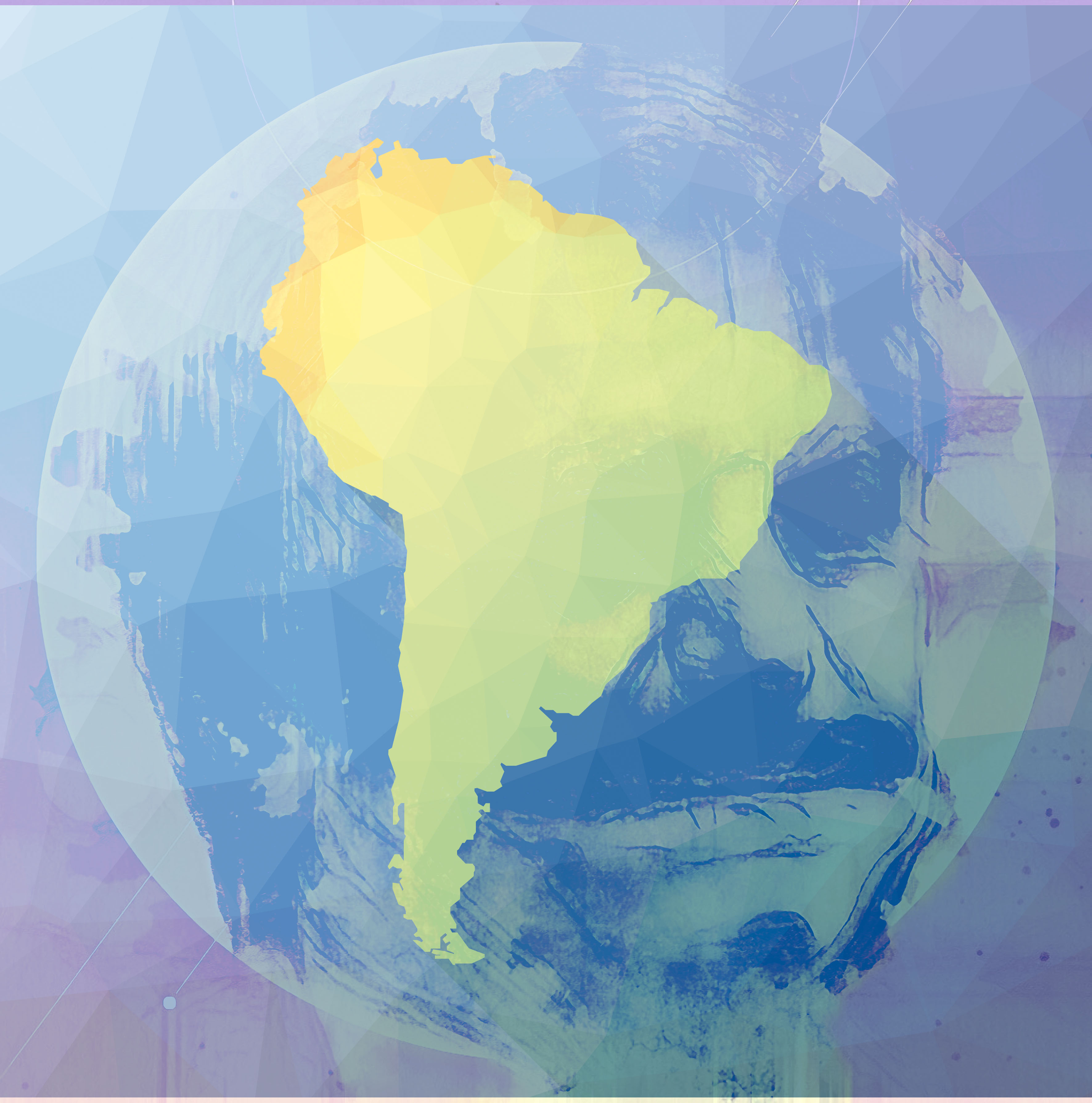 Mapa da América do Sul e Rosto Subjacente Abstrato