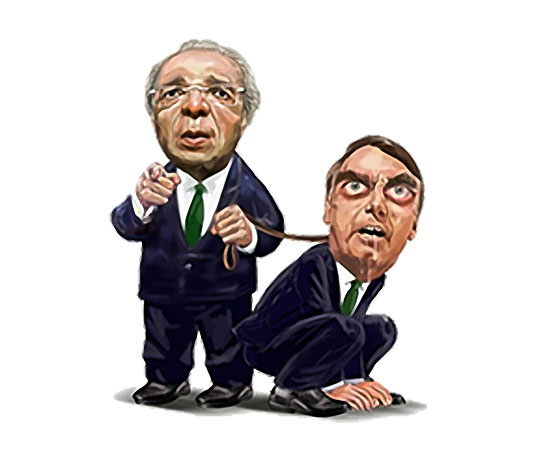 Guedes guia Bolsonaro: controle político e econômico.