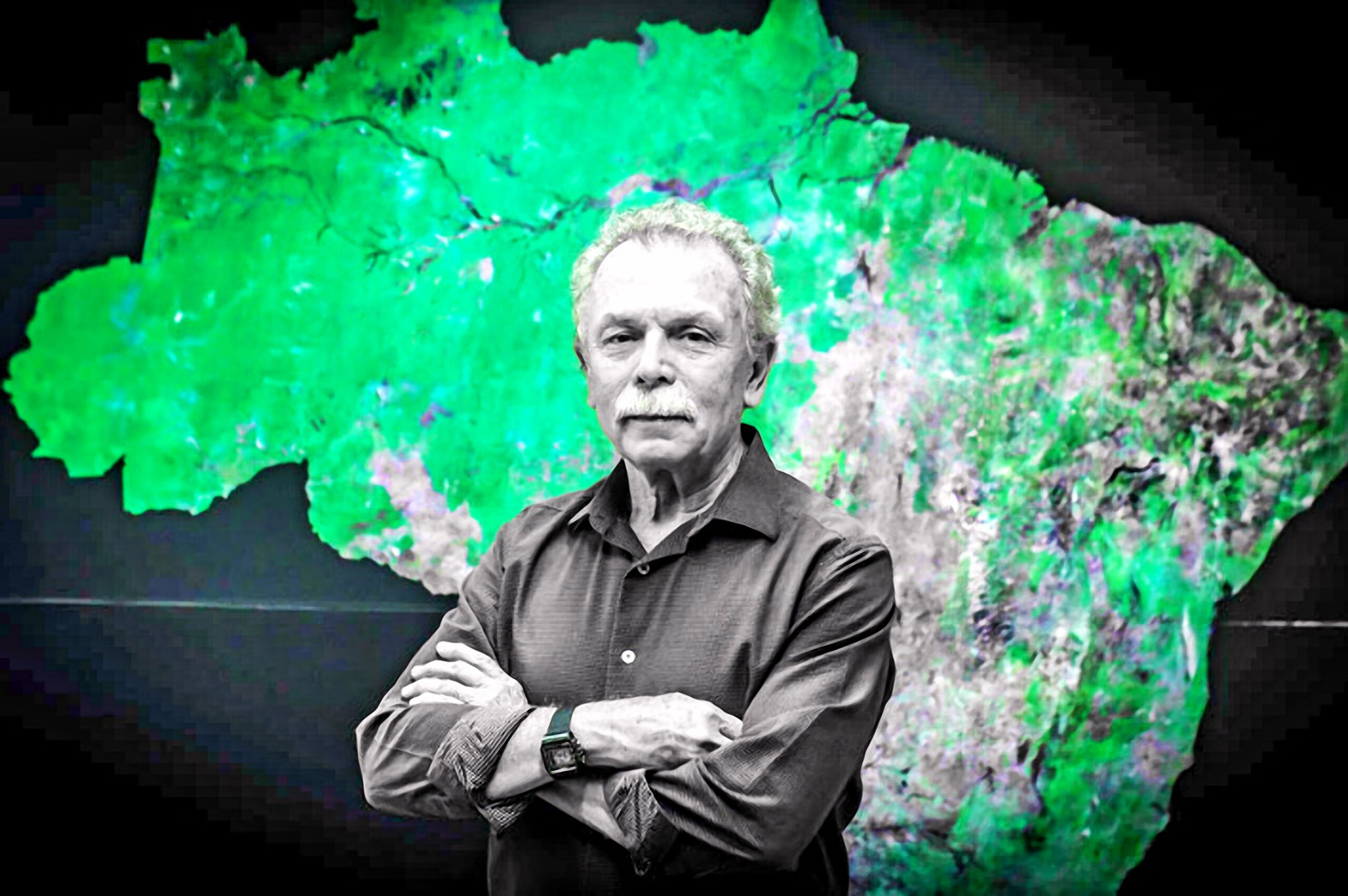 Homem e Mapa do Brasil: Reflexão Ambiental