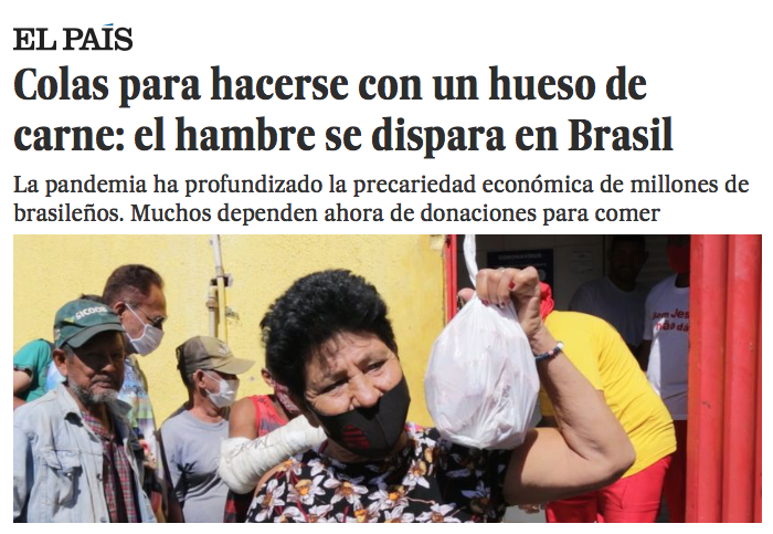Fome no Brasil: Filas por ossos de carne na pandemia