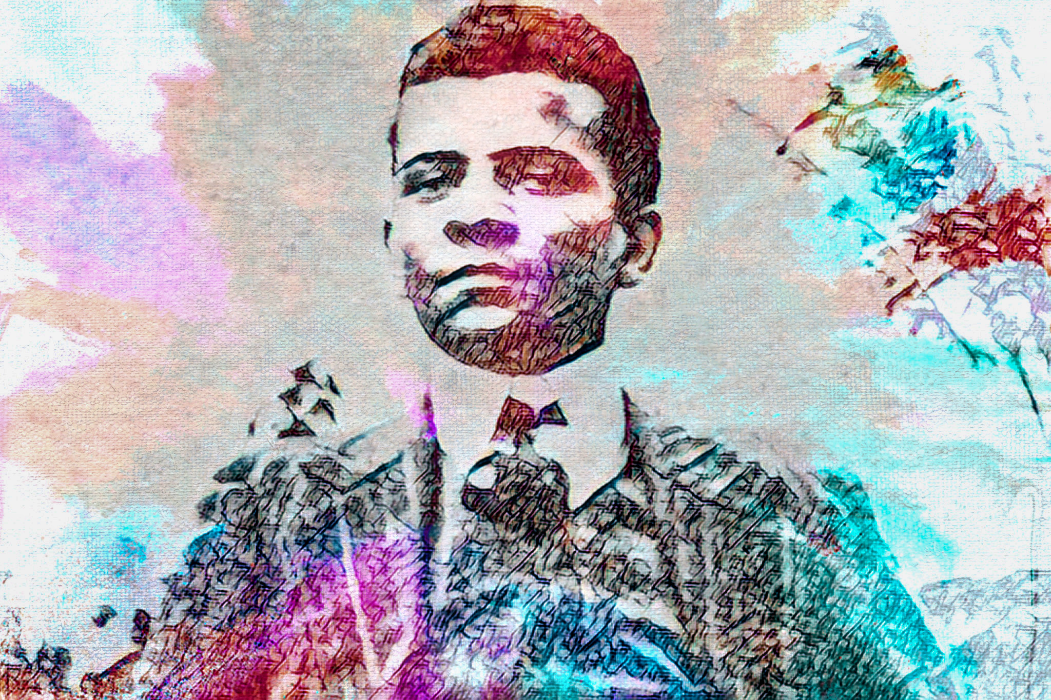 Retrato Artístico Masculino: Expressão e Cores Vibrantes