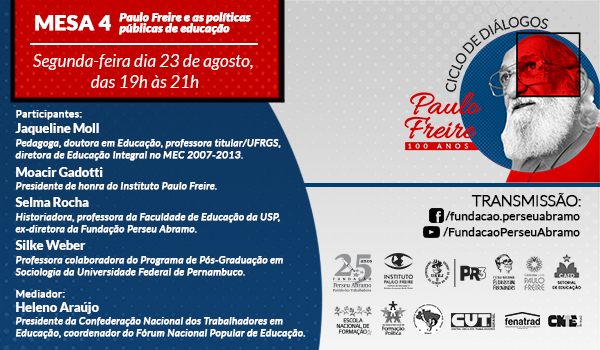 No dia 23/8, painel discute Paulo Freire e as políticas de educação