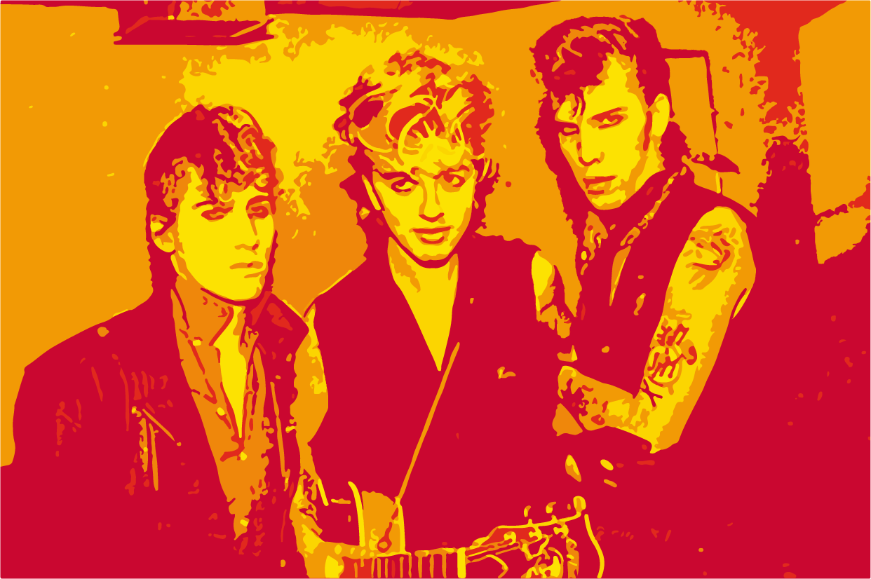 Trio Jovem Estilizado Pop Art Música Anos 80