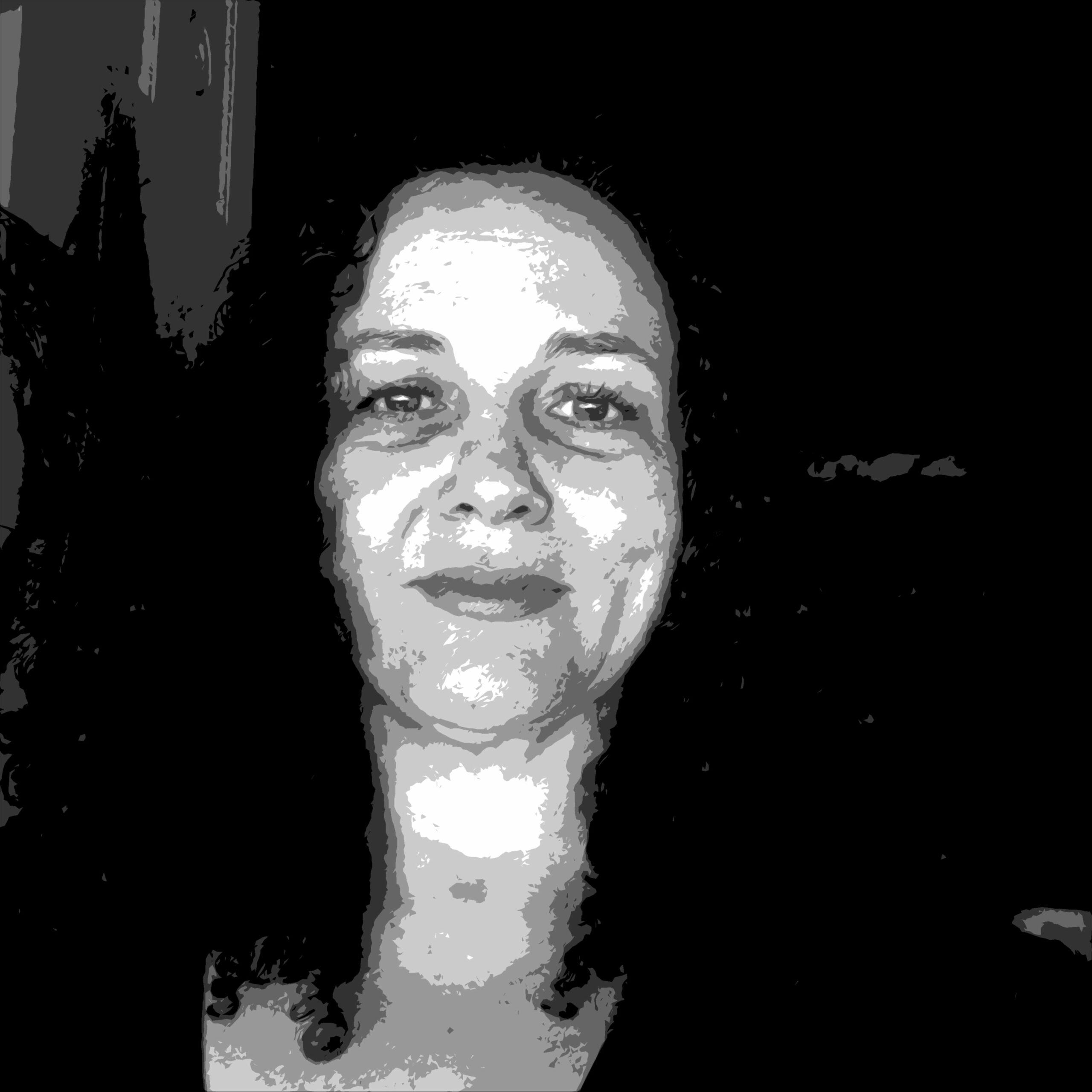 Retrato Feminino Gráfico em Tons de Cinza: Seriedade e Força