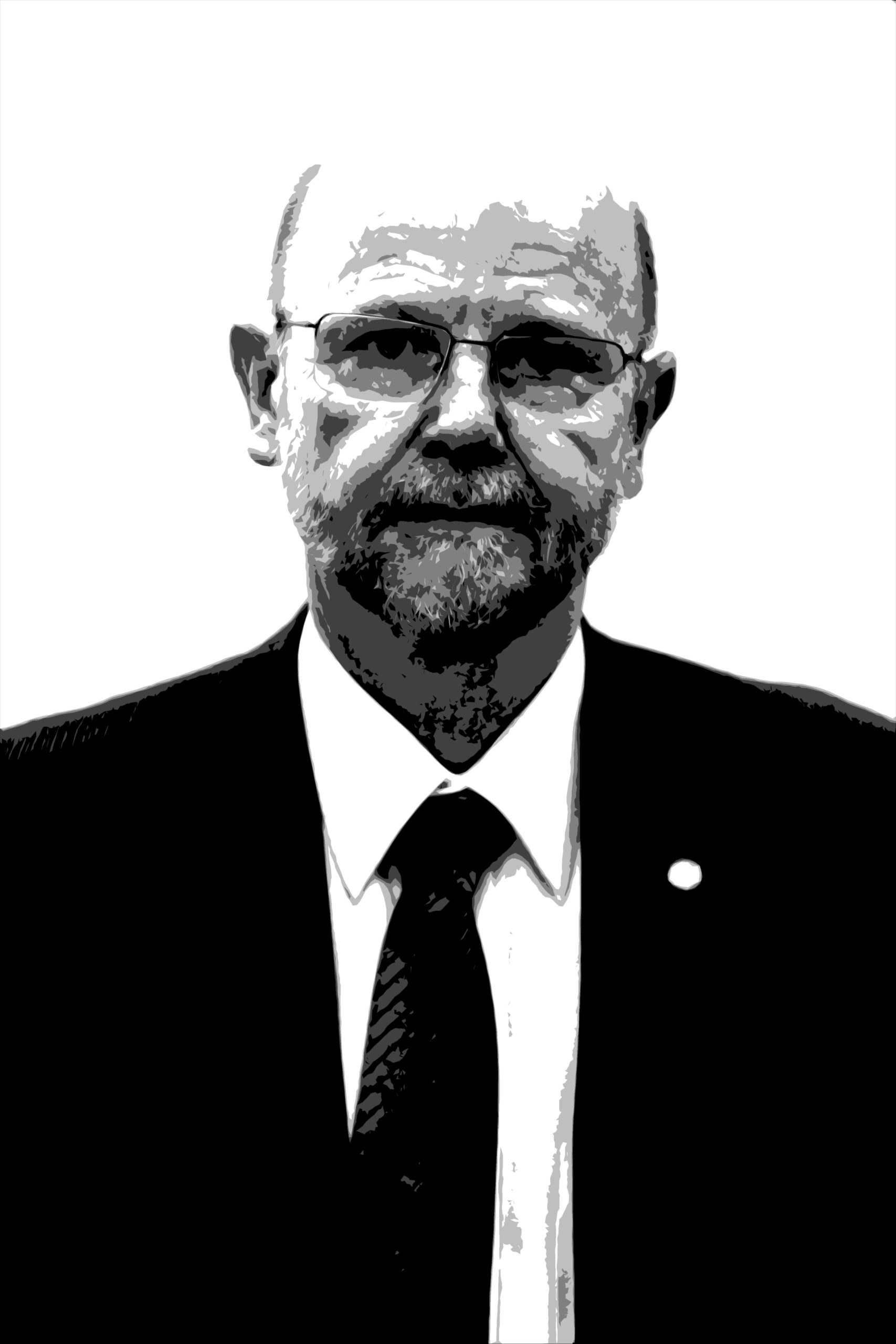 Retrato de Homem Sério de Terno e Óculos