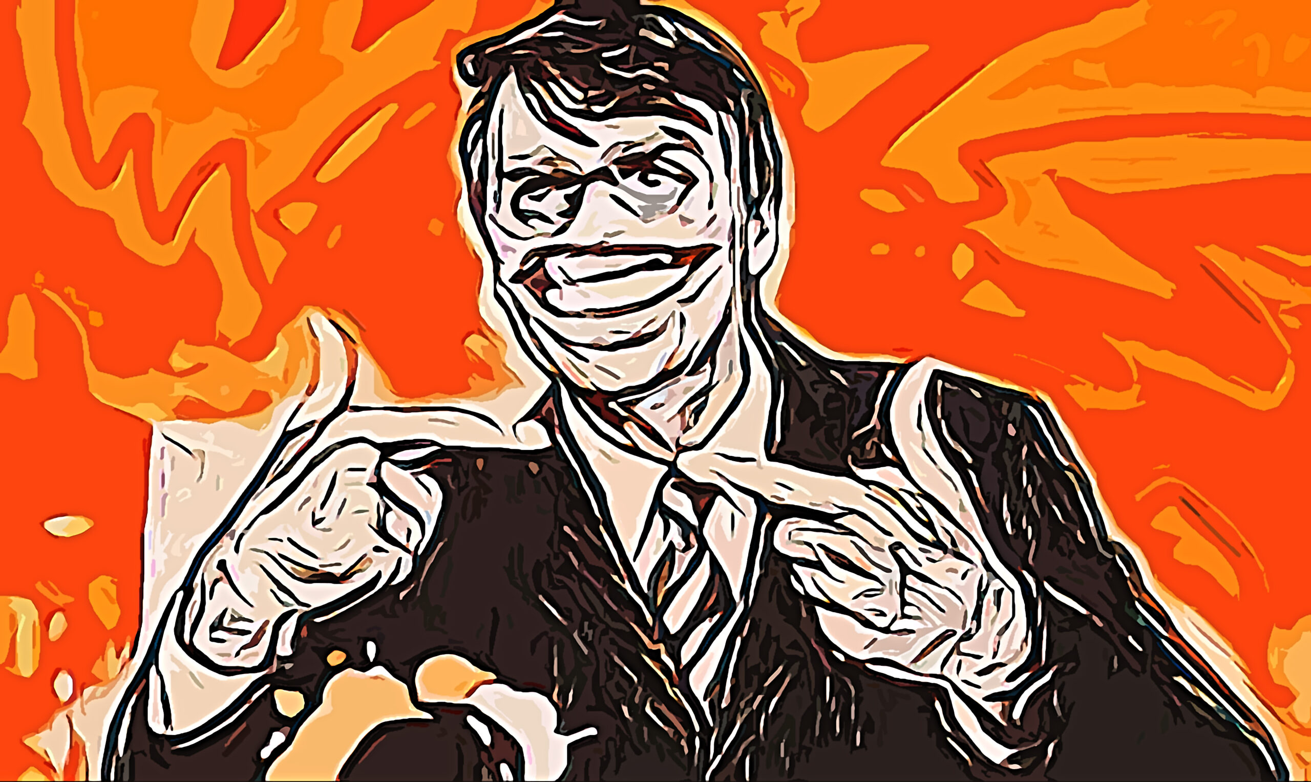 Caricatura de Bolsonaro: Aprovando com Sorriso Amplo e Fundo Intenso