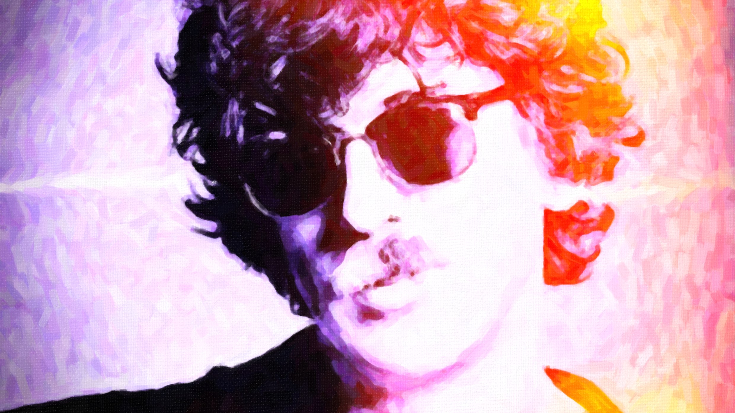 Retrato Artístico Vibrante: Homem com Óculos e Bigode