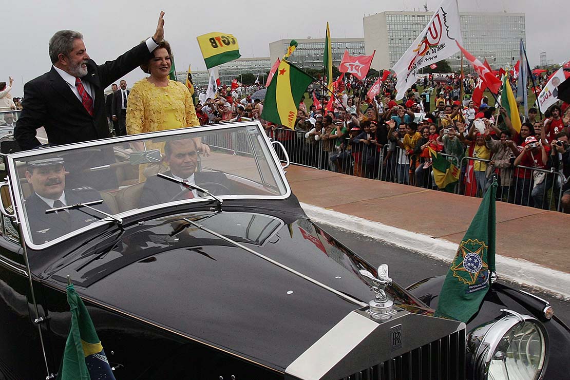 Lula e Marisa em desfile presidencial, Brasília