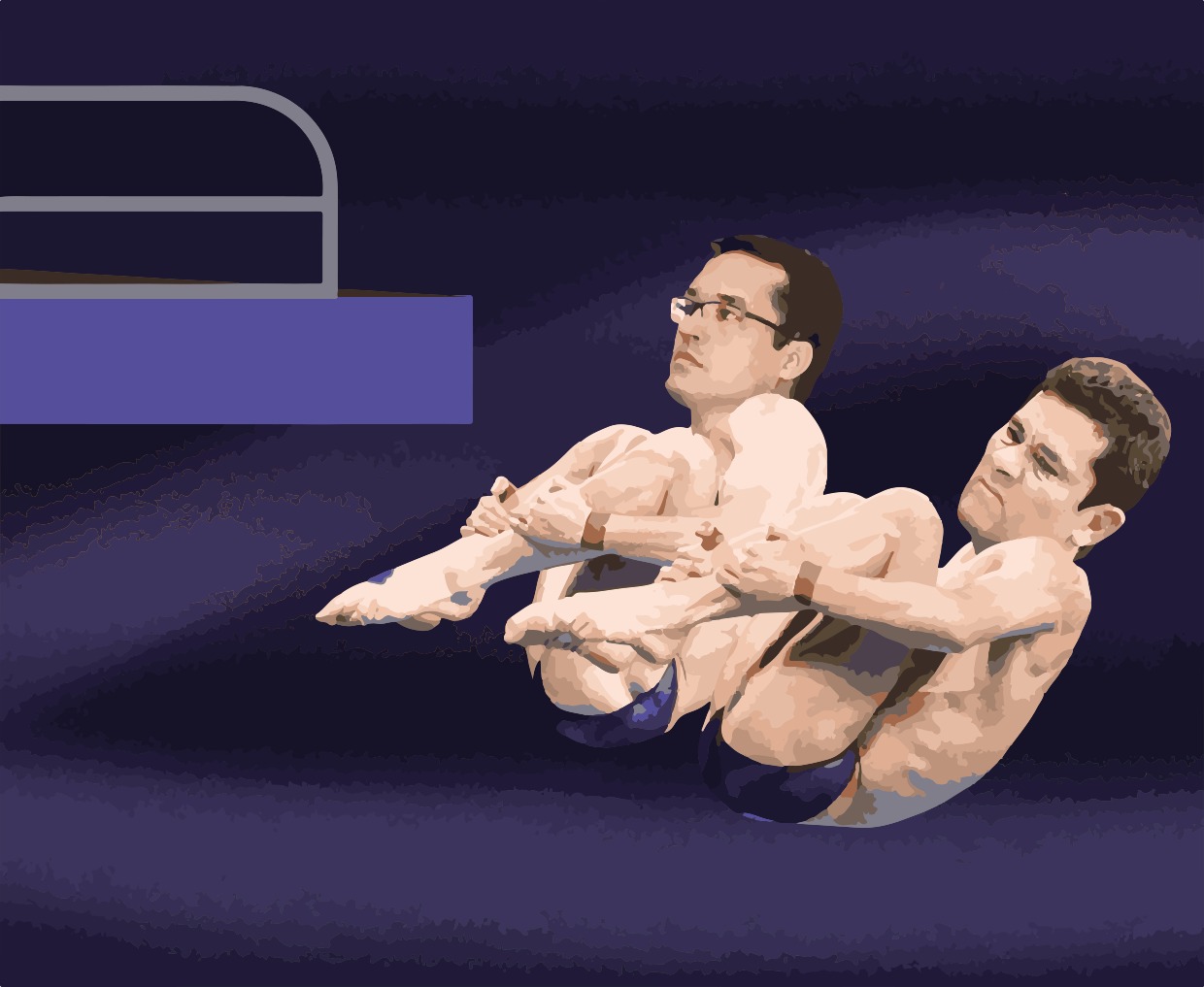 Mergulhadores Sincronizados: Salto Preciso e Foco Atleta