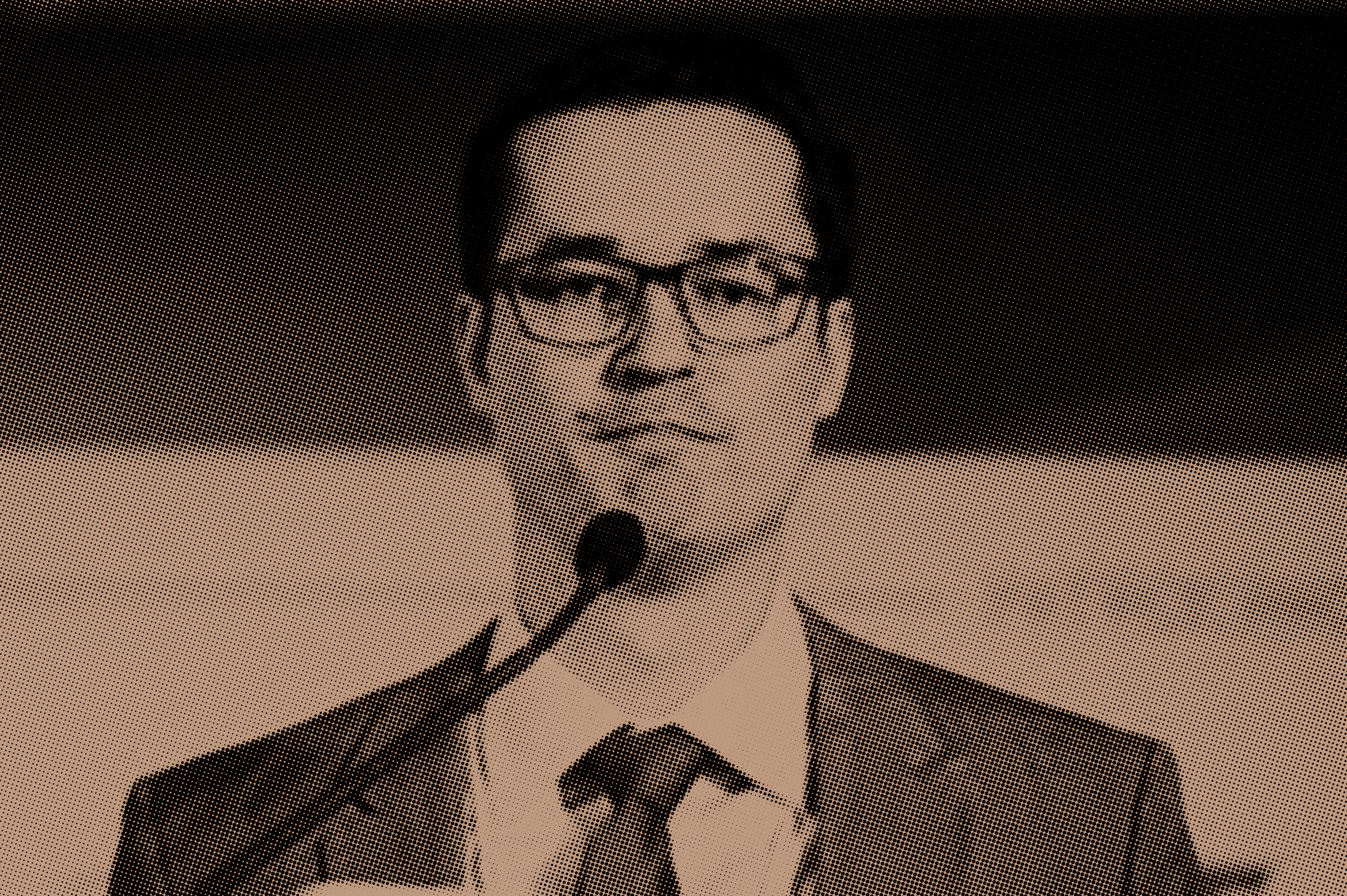 Orador em Destaque: Retrato Político com Microfone