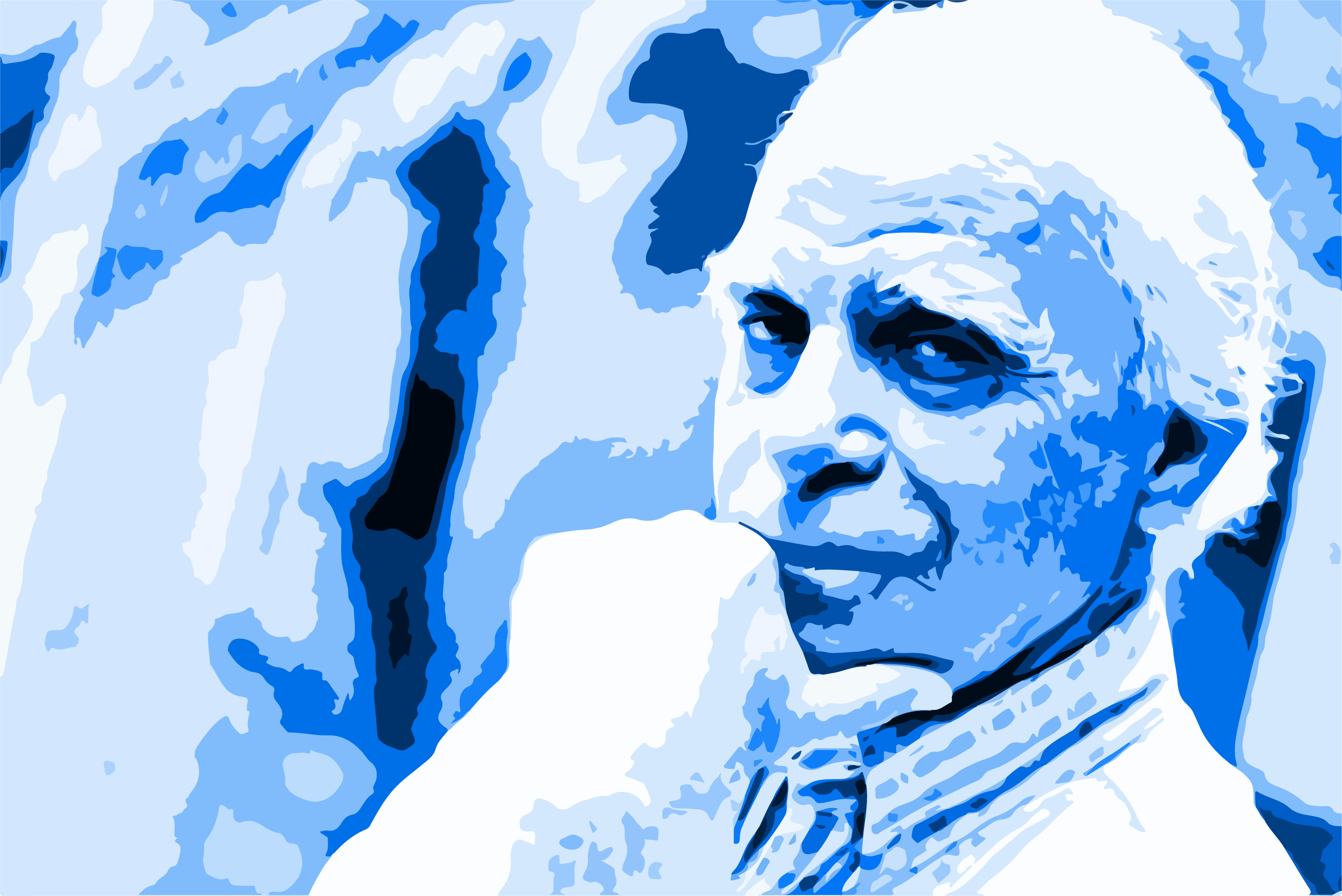 Retrato Estilizado de Jawaharlal Nehru em Tons de Azul