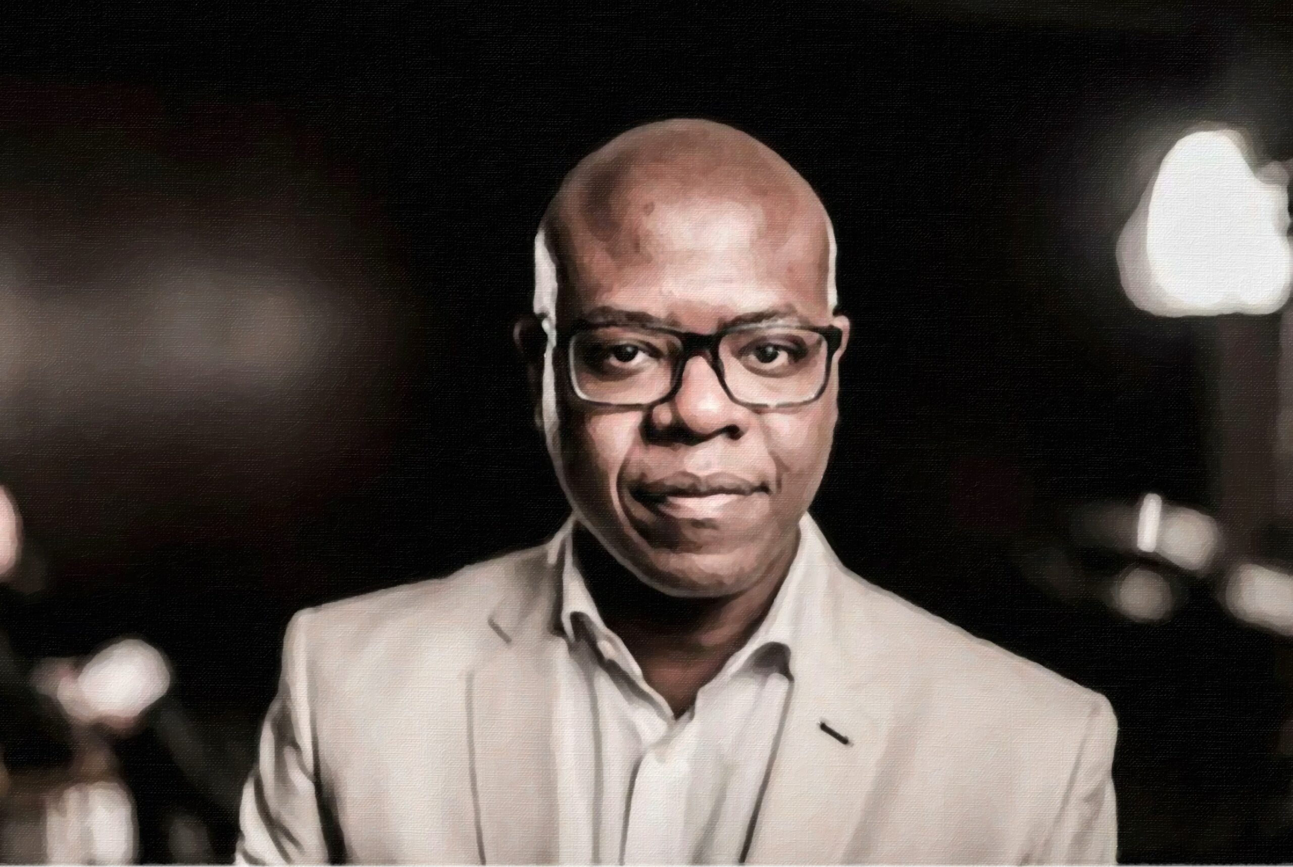 Retrato: Homem Negro, Óculos e Blazer Claro