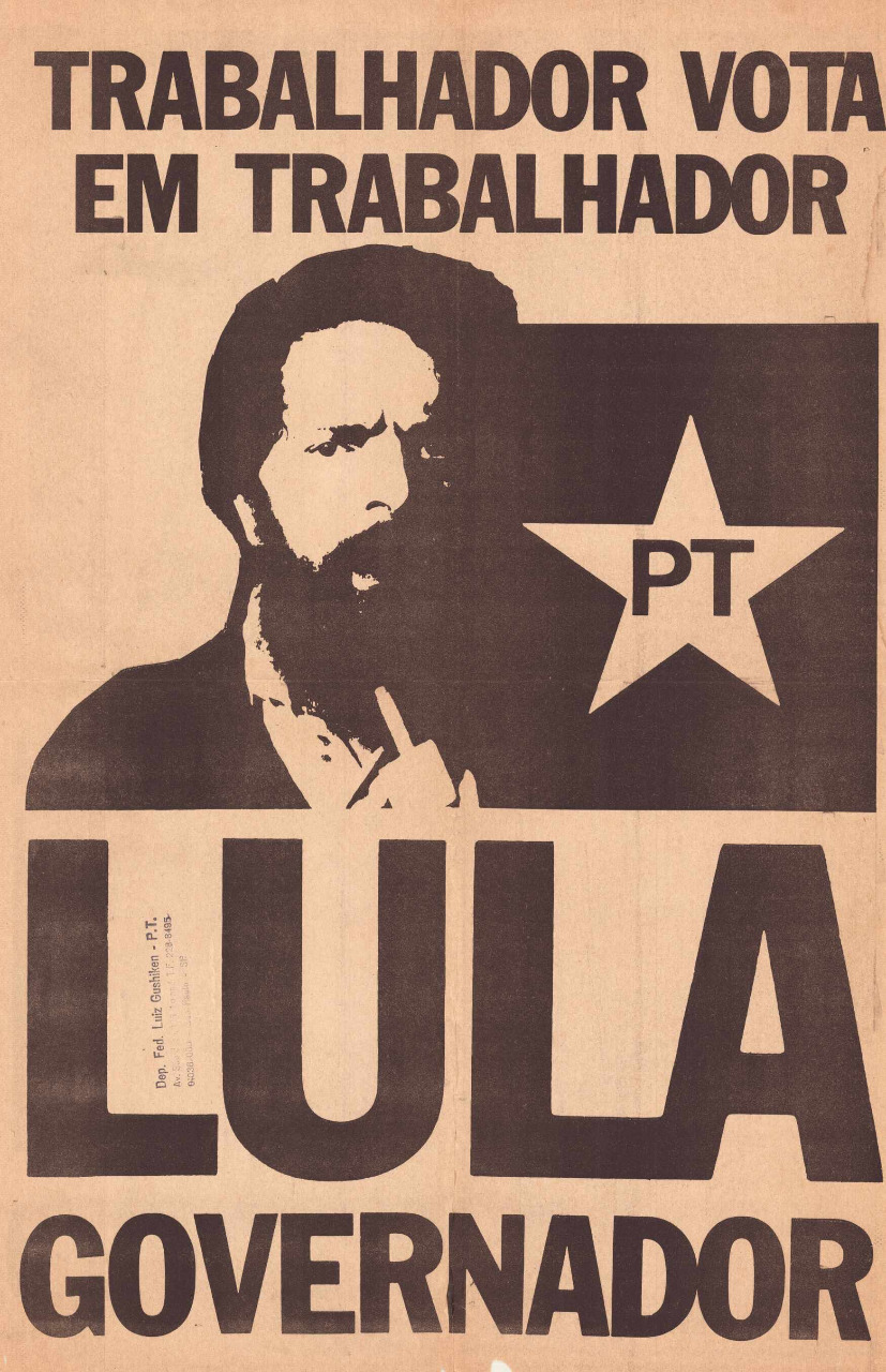 Cartaz de Campanha Lula Governador PT (1982)