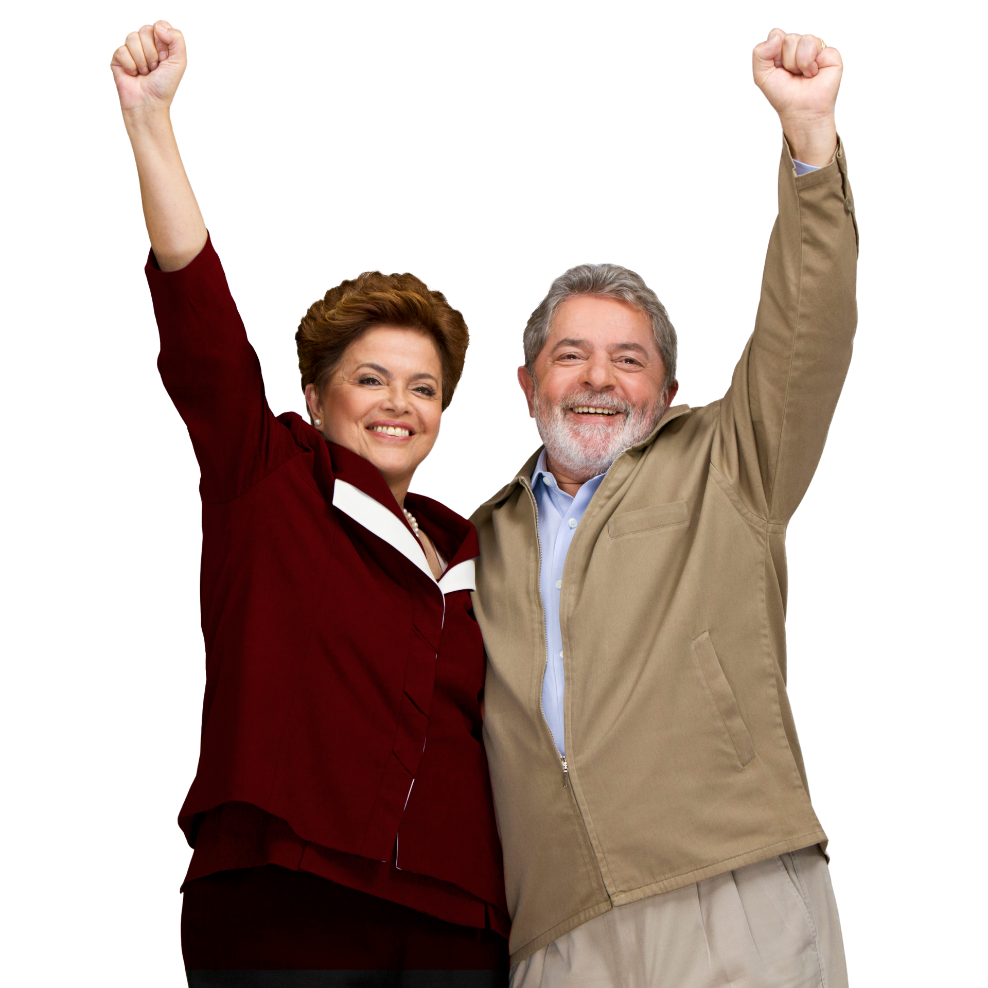 Lula e Dilma Celebram com Punhos Erguidos