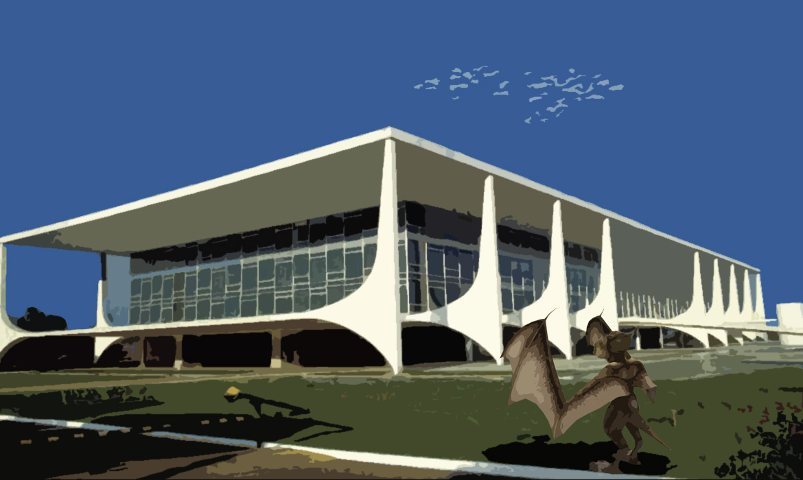 Palácio do Planalto e Criatura Fantástica em Brasília