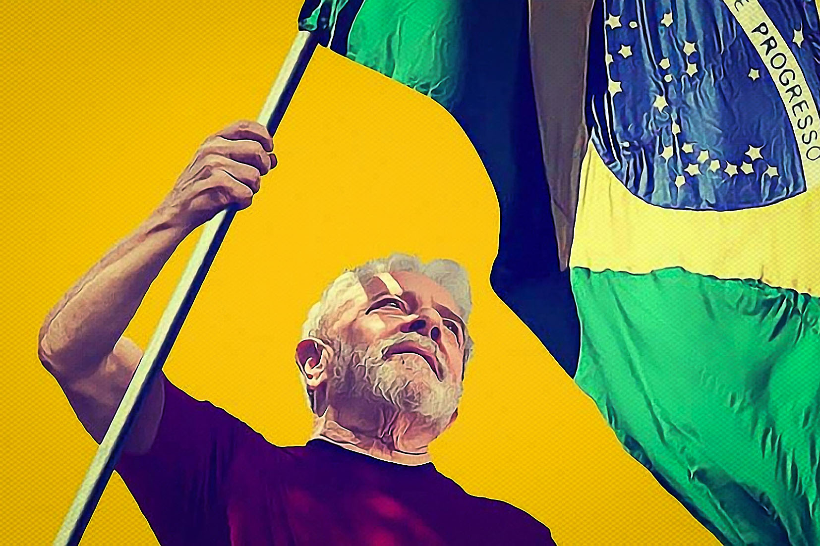 Lula Erguendo a Bandeira do Brasil: Liderança e Esperança