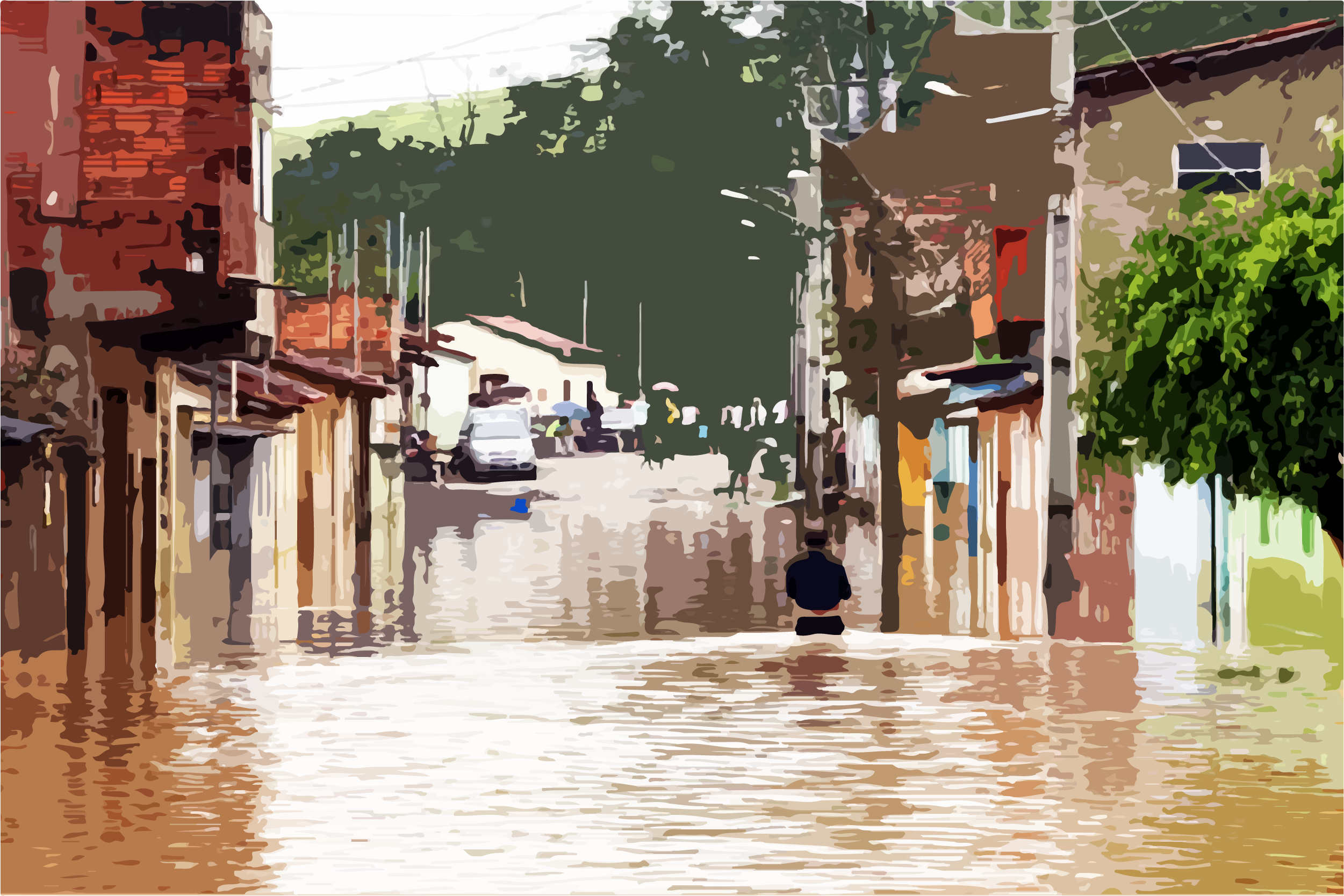 Rua Urbana Alagada: Impacto das Chuvas
