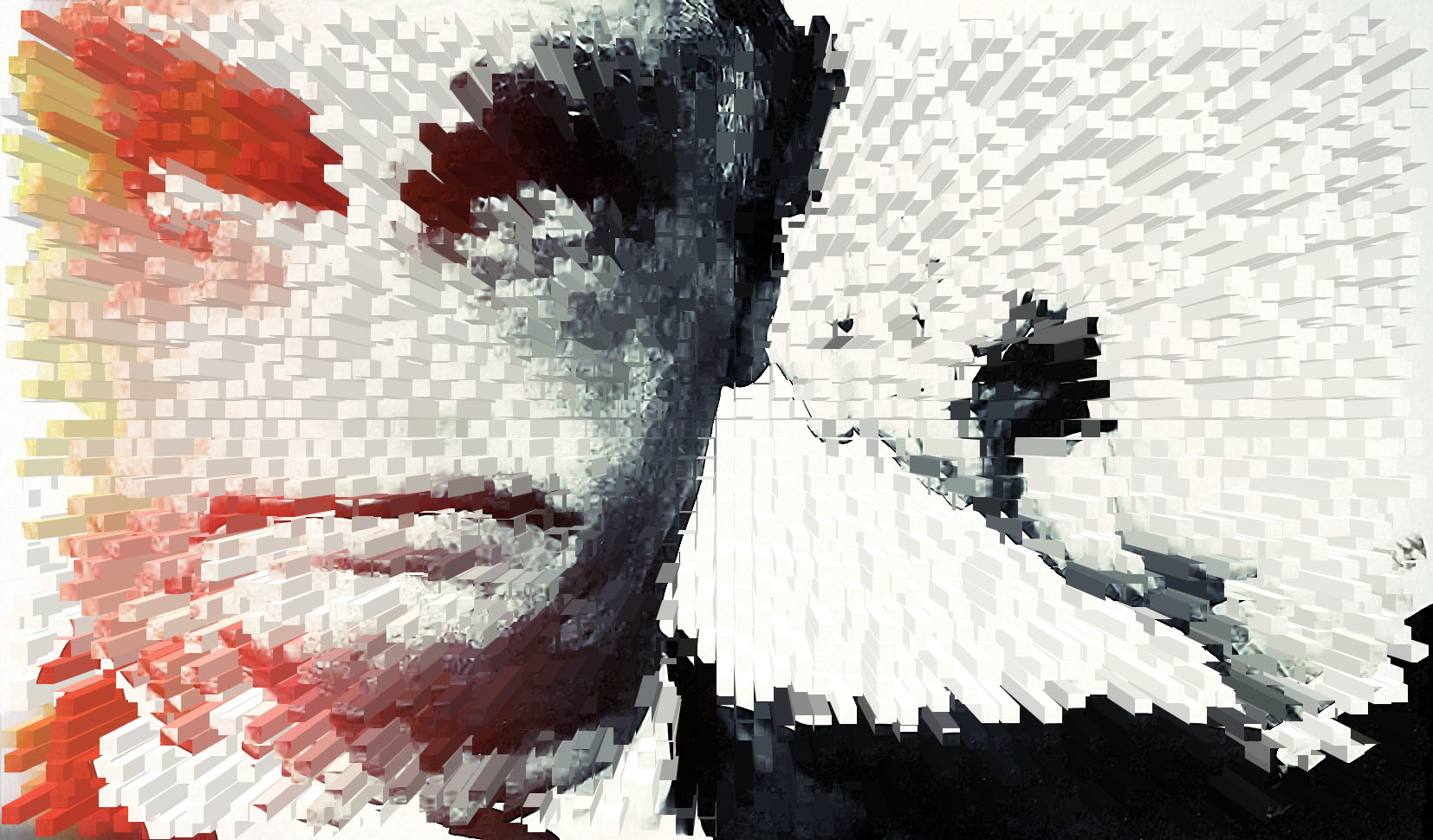 Rosto Fragmentado: Emoção, Contraste e Dualidade