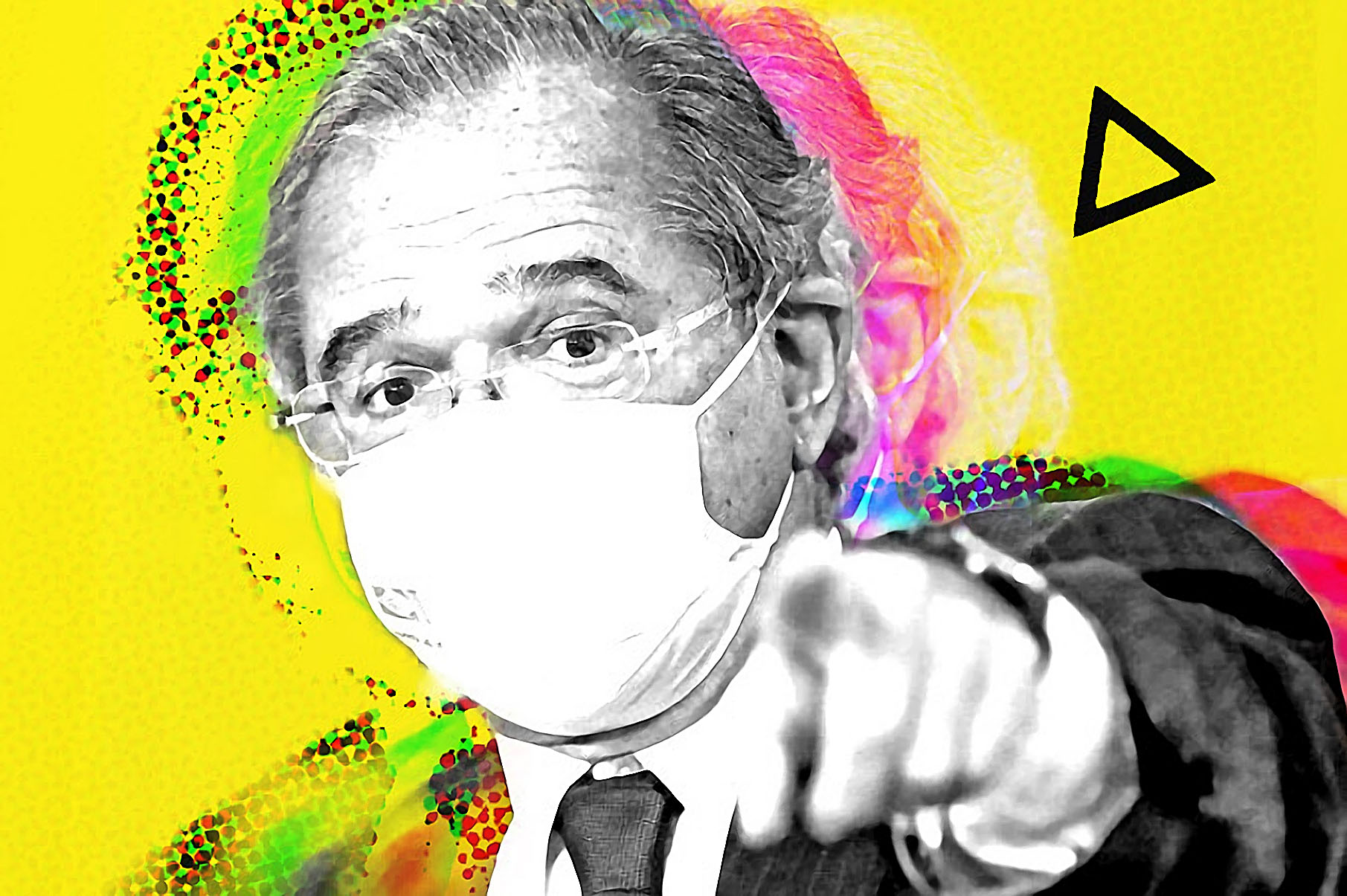 Paulo Guedes de Máscara Aponta em Meio à Crise