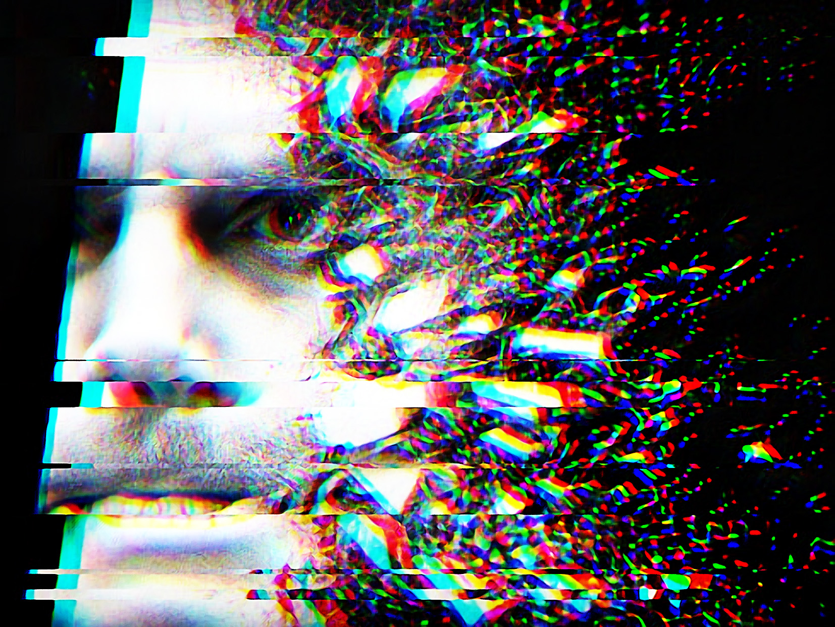 Fragmentação Digital: Rosto Humano e Glitch Art