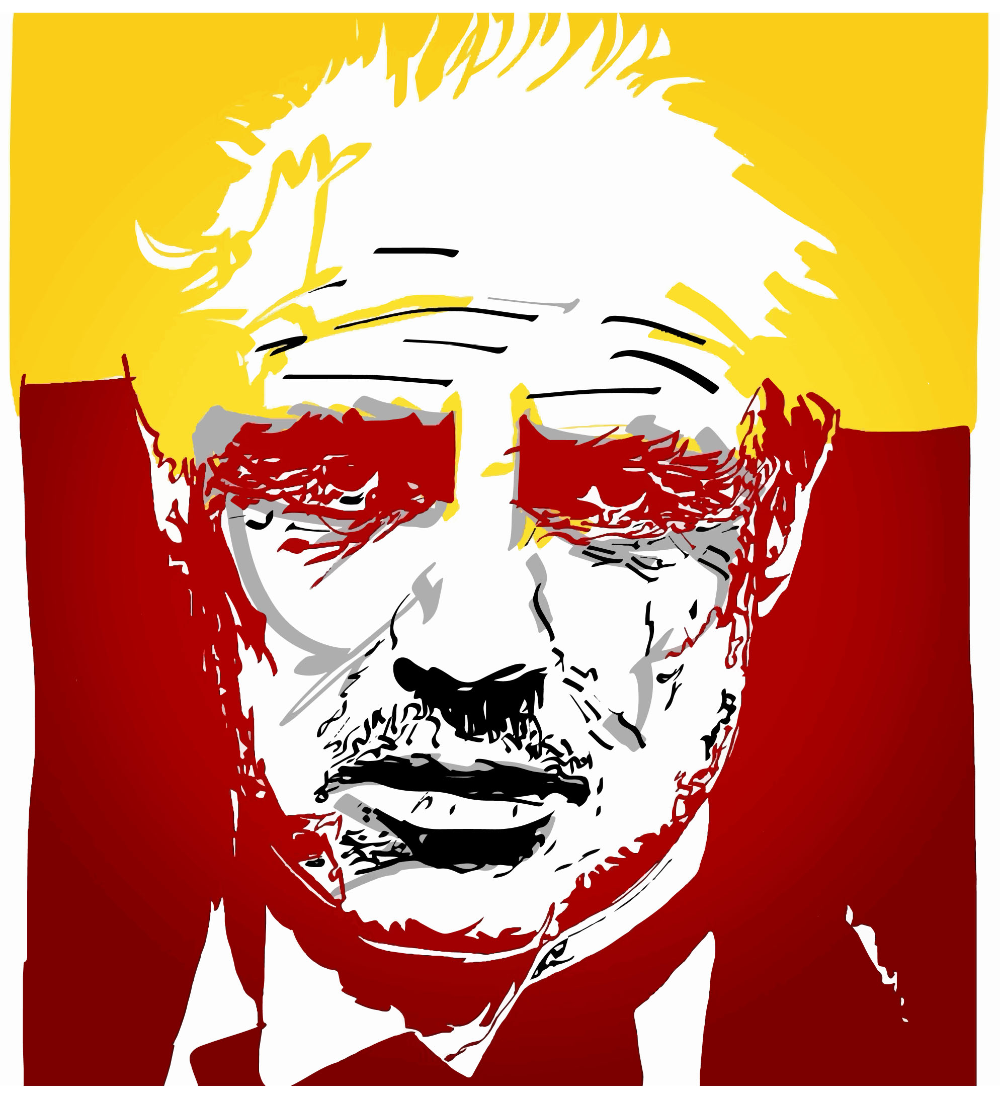 Retrato Gráfico de Marcelo Déda: Intensidade em Vermelho e Amarelo