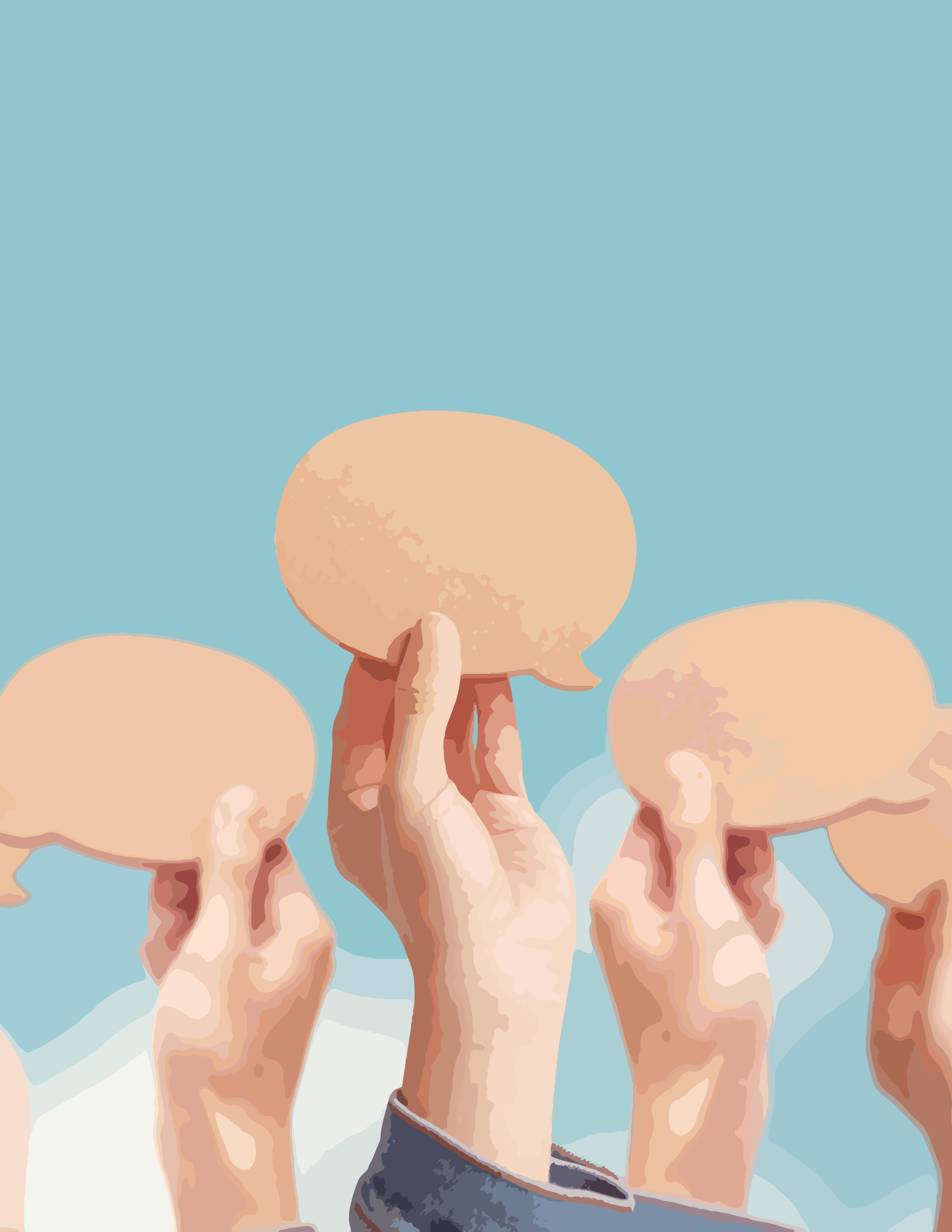 Mãos erguem balões de fala: Voz, Diálogo e Participação