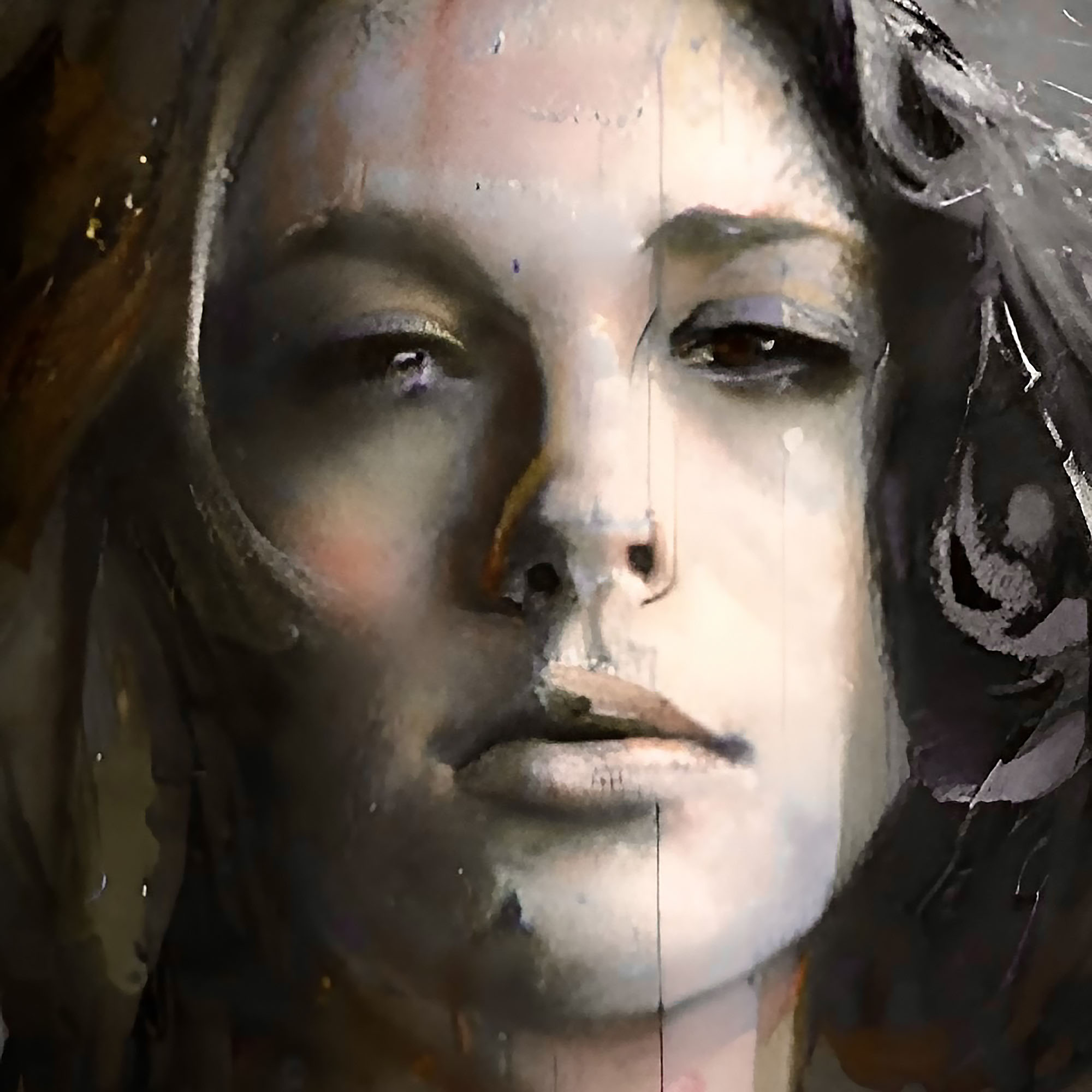 Retrato artístico: Mulher com olhar contemplativo