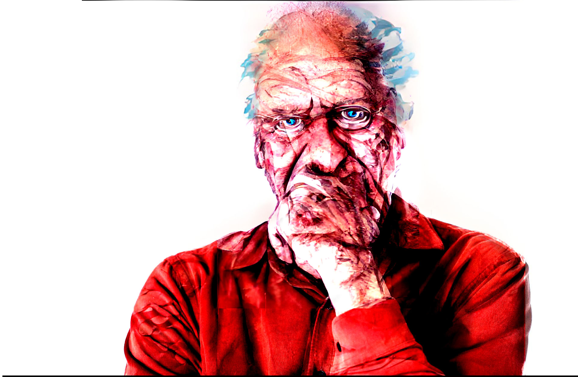 Rosto Intenso: Reflexão Profunda e Urgência