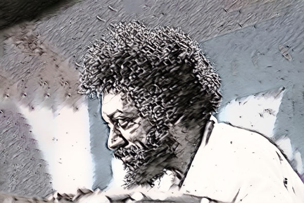 Retrato de homem afrodescendente pensativo